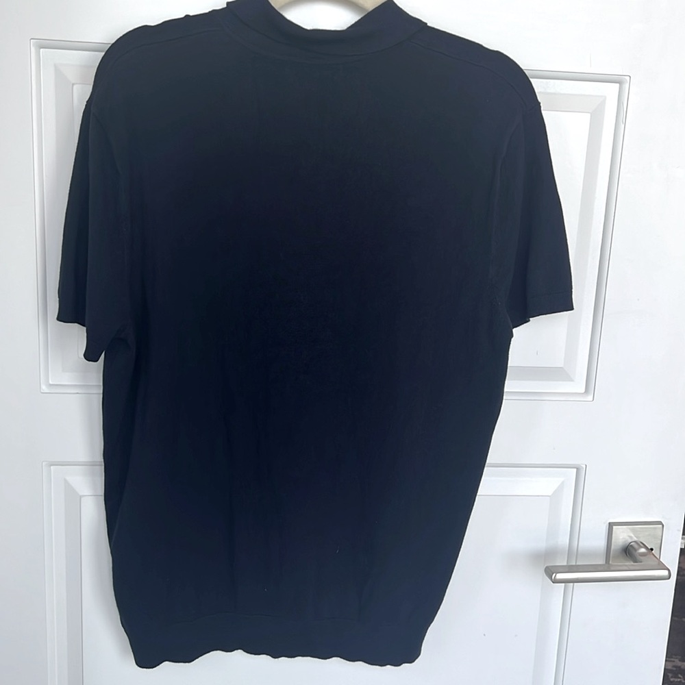 Zara Men's Dark Navy Short Sleeve Polo Knit Sweater size L - Picture 7 of 9